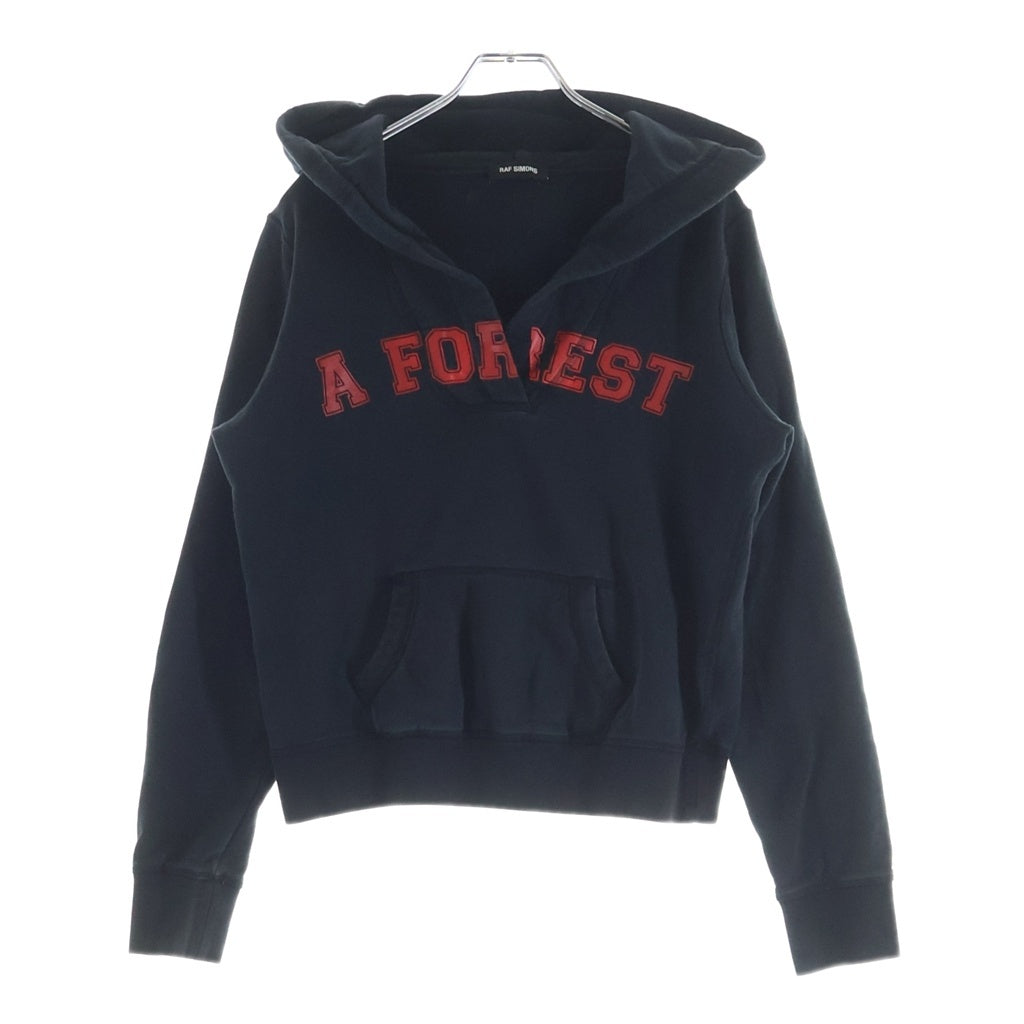 RAF SIMONS(ラフシモンズ) ロゴプリント コットン スウェットパーカー フーディ #M ブラック