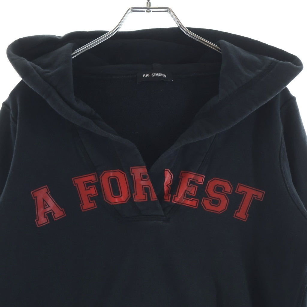RAF SIMONS(ラフシモンズ) ロゴプリント コットン スウェットパーカー フーディ #M ブラック