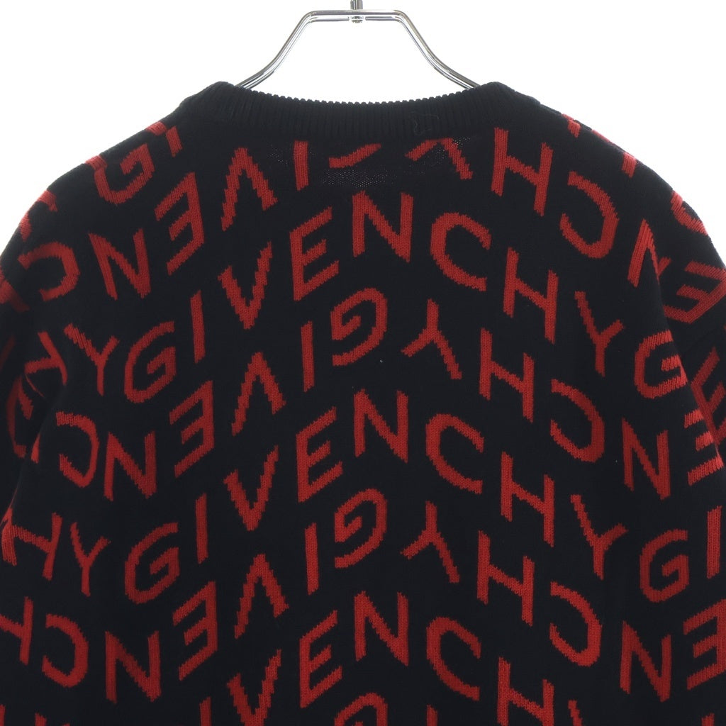 GIVENCHY(ジバンシィ) ロゴ ウール 長袖 ニット セーター ブラック/レッド
