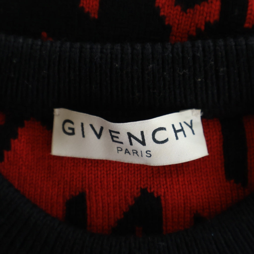 GIVENCHY(ジバンシィ) ロゴ ウール 長袖 ニット セーター ブラック/レッド