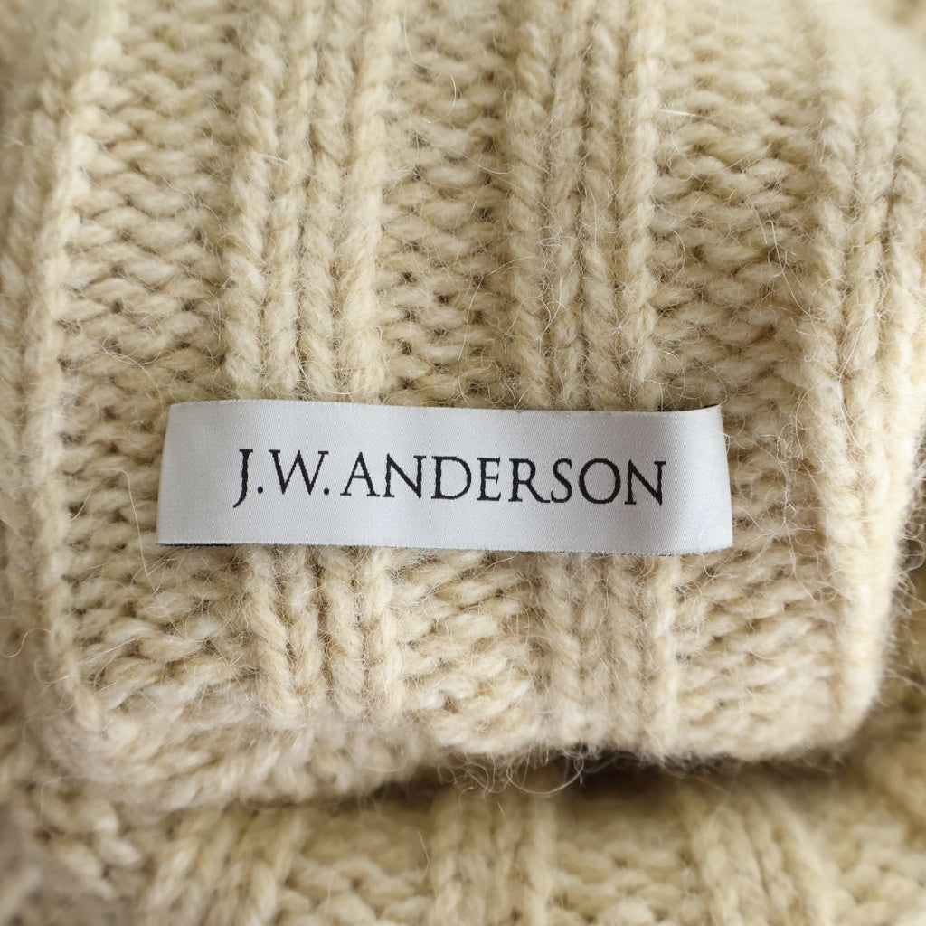 J.W.ANDERSON(ジェー ダブリュー アンダーソン) チェック柄 ハイネック オーバーサイズ 長袖 ニット #S ベージュ