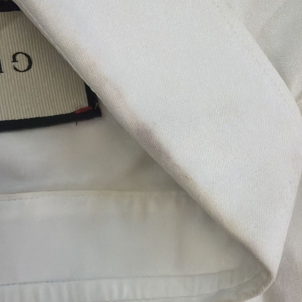 GUCCI(グッチ) 総柄 パッチ コットン オックスフォードシャツ 長袖シャツ ホワイト