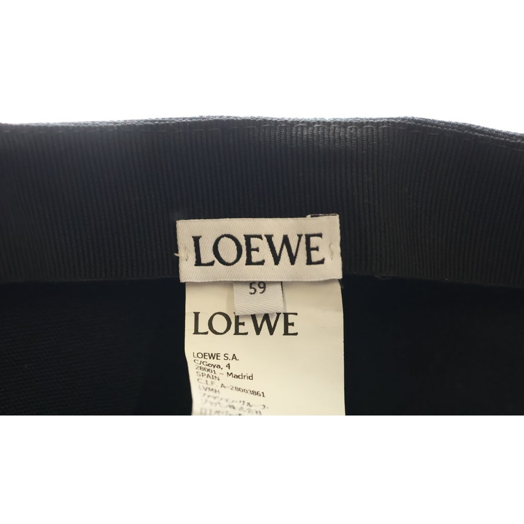 LOEWE(ロエベ) アナグラム ラバーパッチ ベースボールキャップ 帽子 コットンキャンバス ブラック K820AA2X01