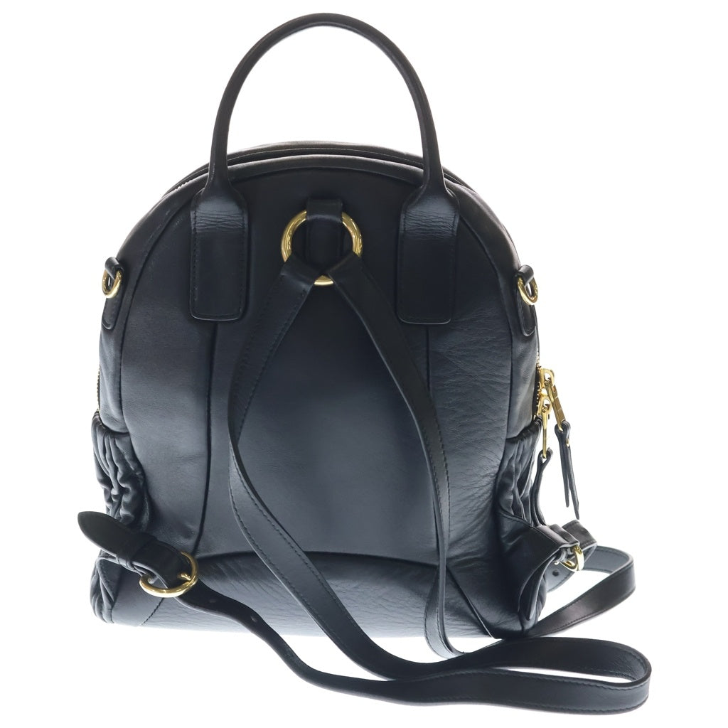 miumiu(ミュウミュウ) マテラッセ ラムスキン レザー バックパック リュックサック ゴールド金具 ブラック レディース