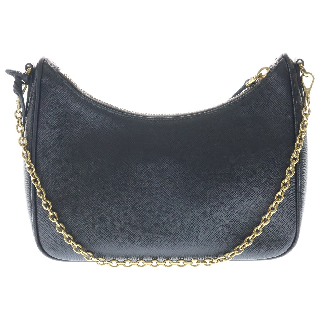 PRADA(プラダ) Re-Edition 2005 サフィアーノレザーバッグ 2WAYハンドバッグ チェーンバッグ ショルダーバッグ ブラック 1BH204 ゴールド金具 レディース
