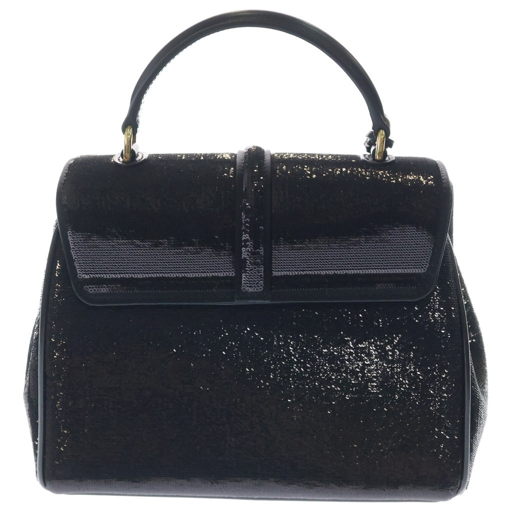 CELINE(セリーヌ) ミニ 16 セーズ スパンコール 2WAYハンドバッグ ショルダーバッグ ブラックシークイン×カーフスキン ゴールド金具 レディース