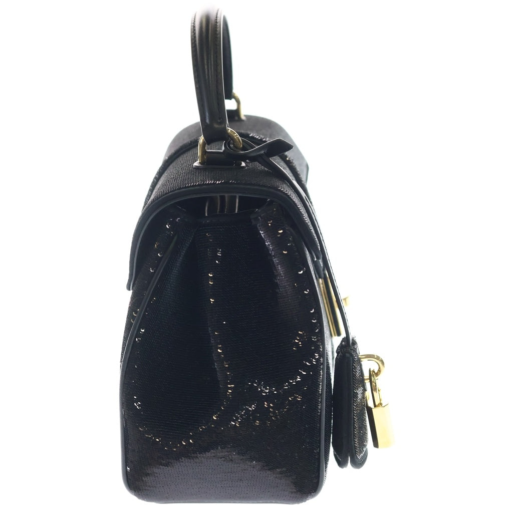 CELINE(セリーヌ) ミニ 16 セーズ スパンコール 2WAYハンドバッグ ショルダーバッグ ブラックシークイン×カーフスキン ゴールド金具 レディース