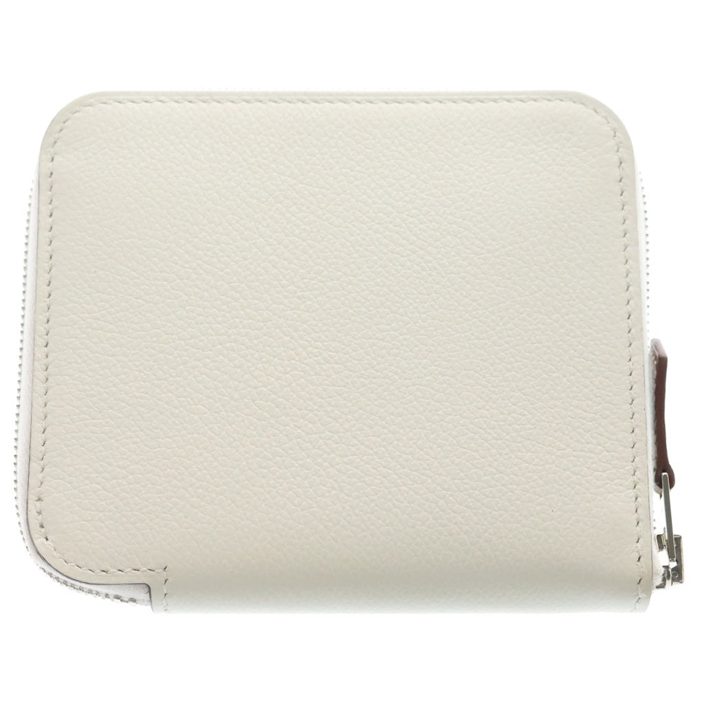 HERMES(エルメス) アザップコンパクト ヴォーエプソン シルバー金具 ラウンドファスナー財布 コンパクトウォレット B刻印 ホワイト レディース