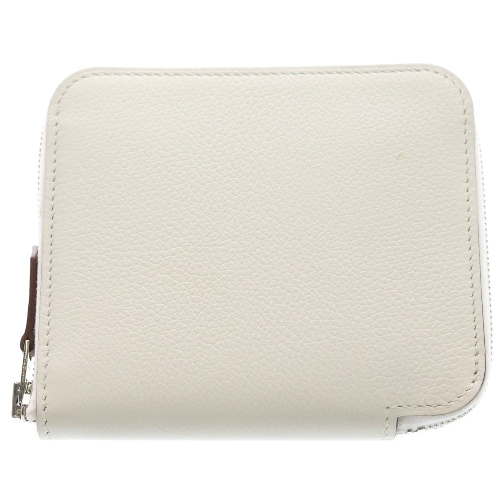 HERMES(エルメス) アザップコンパクト ヴォーエプソン シルバー金具 ラウンドファスナー財布 コンパクトウォレット B刻印 ホワイト レディース