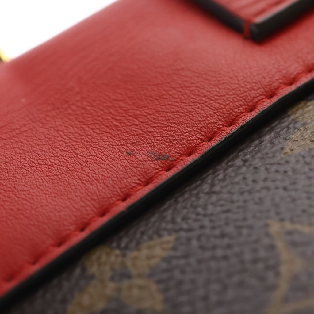LOUIS VUITTON(ルイヴィトン) モノグラム ロッキーBB 2WAYハンドバッグ ショルダーバッグ ブラウン×レッド レザー×PVC M44322 ゴールド金具 レディース