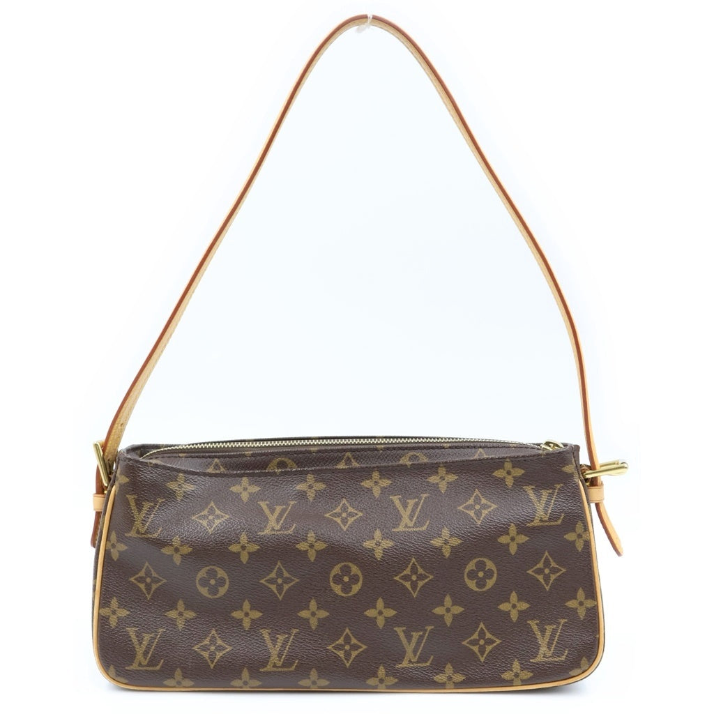 LOUIS VUITTON(ルイヴィトン) モノグラム ヴィヴァシテMM ワンショルダーバッグ ハンドバッグ ブラウン レザー×PVC M51164 ゴールド金具 レディース