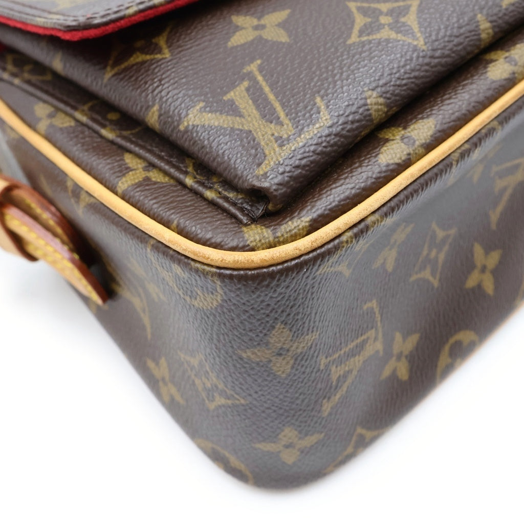 LOUIS VUITTON(ルイヴィトン) モノグラム ヴィヴァシテMM ワンショルダーバッグ ハンドバッグ ブラウン レザー×PVC M51164 ゴールド金具 レディース