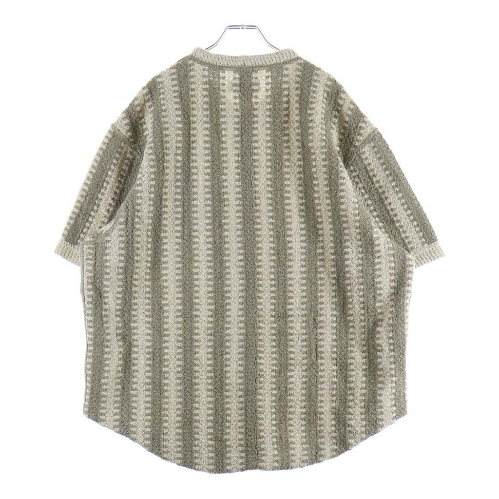 KITH(キス) 26SS Geo Crochet Warner Pullover ボタンクロージャー ニット半袖Tシャツカットソー ベージュ 26-071-060-0008-2-0