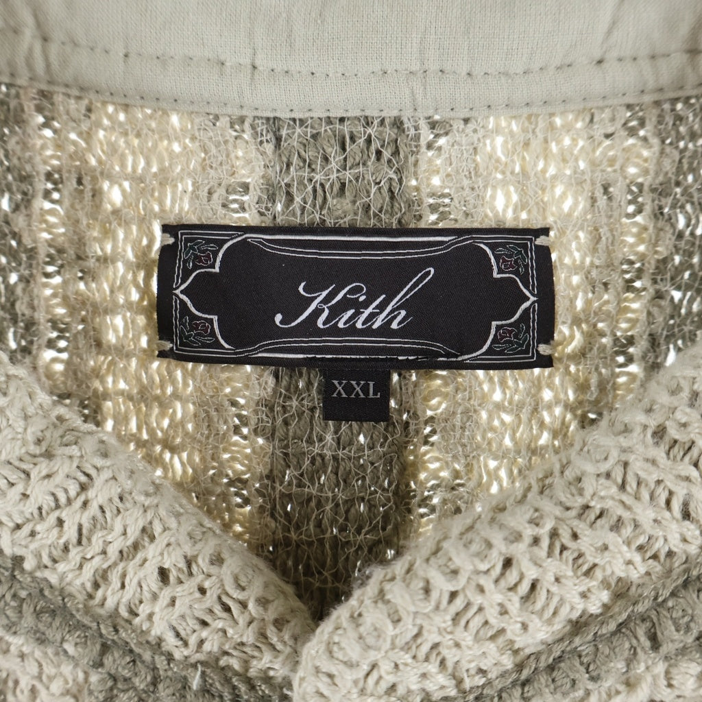 KITH(キス) 26SS Geo Crochet Warner Pullover ボタンクロージャー ニット半袖Tシャツカットソー ベージュ 26-071-060-0008-2-0