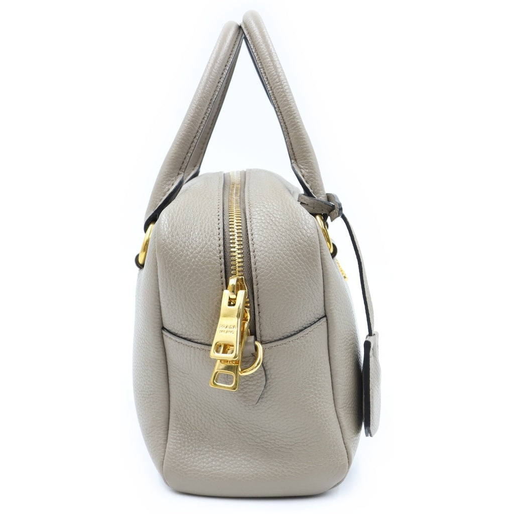 PRADA(プラダ) ヴィッテロフェニックス レザー 2WAY ハンド ショルダーバッグ ゴールド金具 グレー レディース