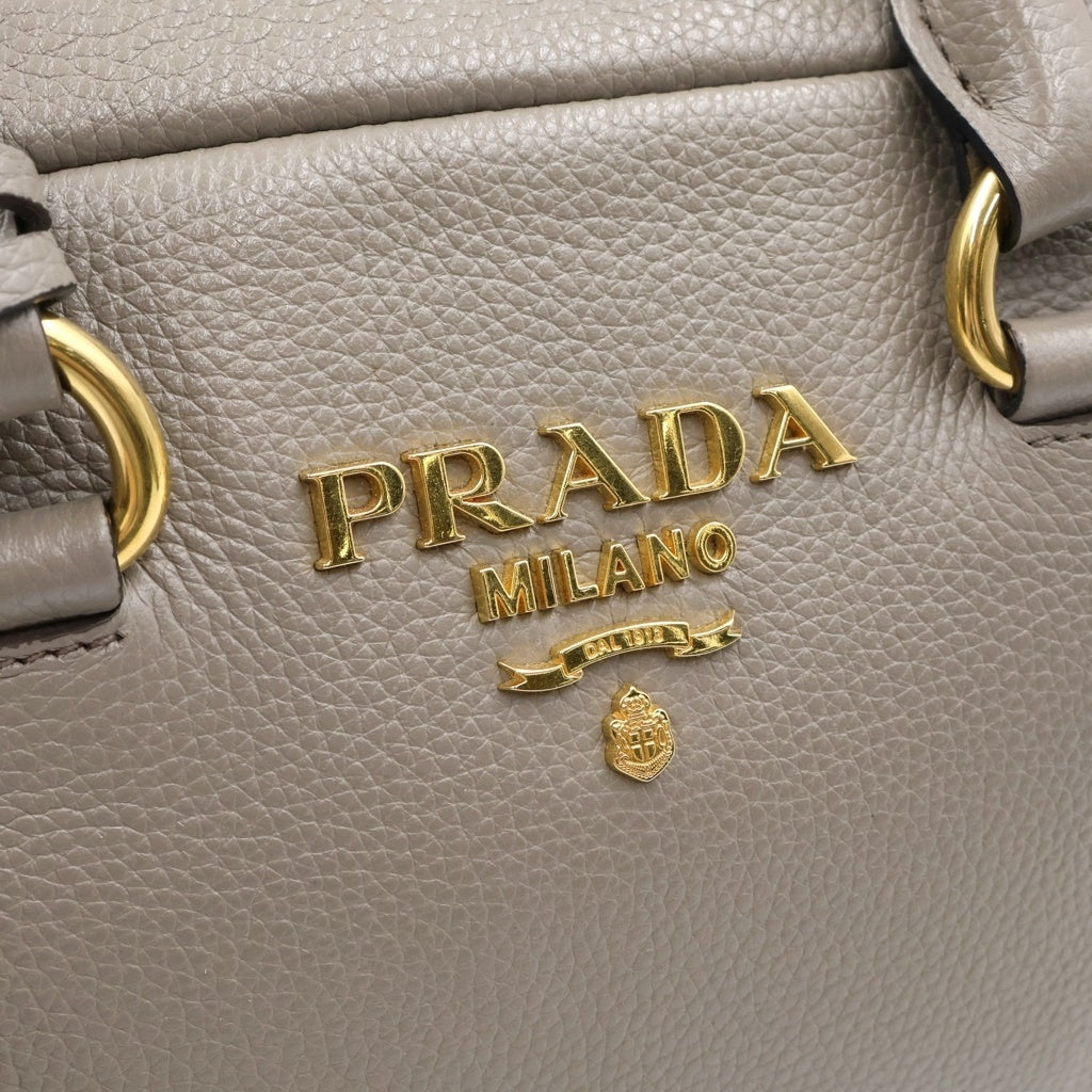 PRADA(プラダ) ヴィッテロフェニックス レザー 2WAY ハンド ショルダーバッグ ゴールド金具 グレー レディース