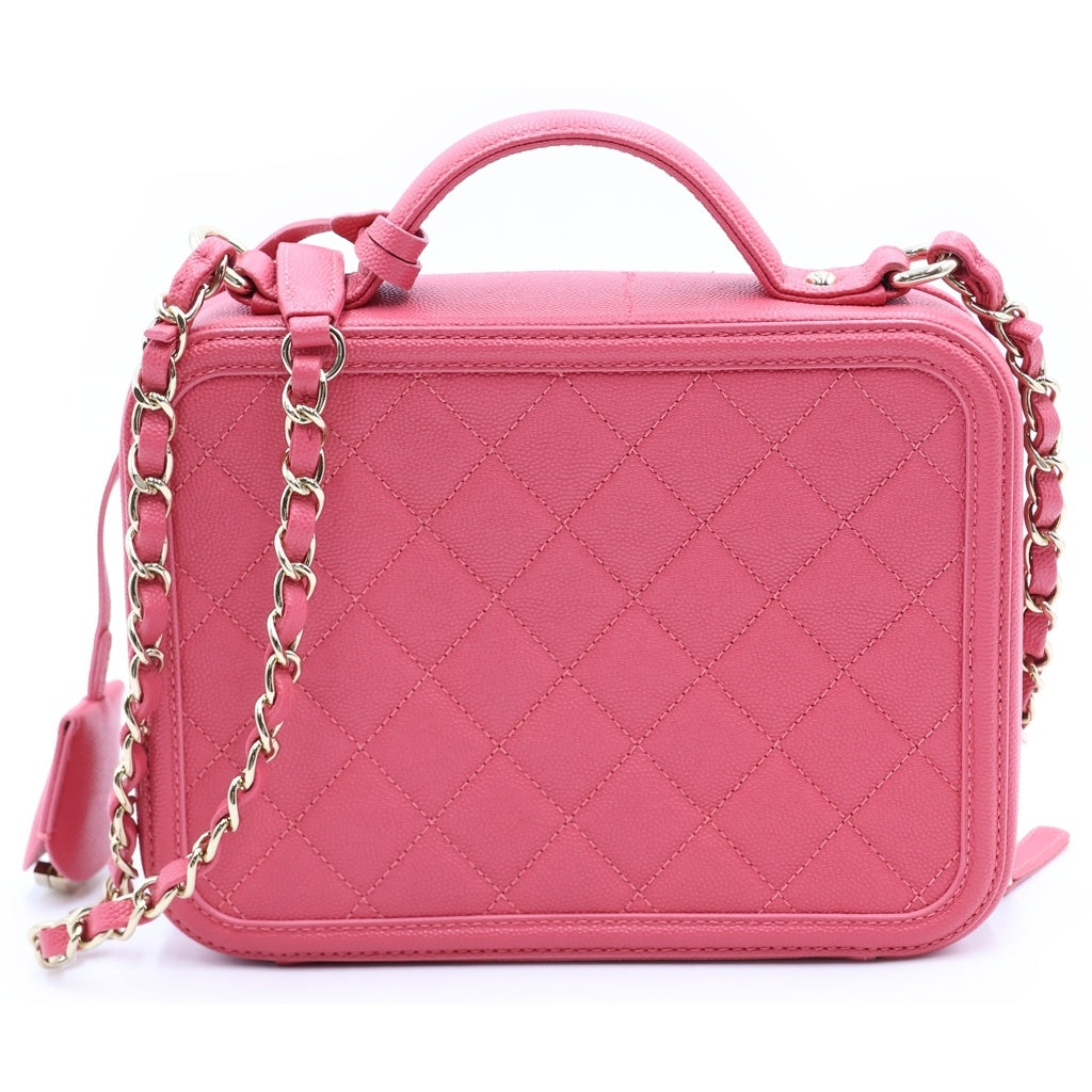 CHANEL(シャネル) CCフィグリー チェーンショルダーバッグ ハンドバッグ ピンク キャビアスキン A93342 ゴールド金具 レディース