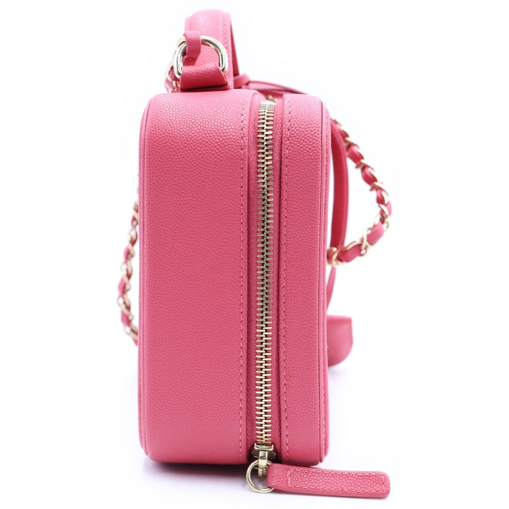 CHANEL(シャネル) CCフィグリー チェーンショルダーバッグ ハンドバッグ ピンク キャビアスキン A93342 ゴールド金具 レディース