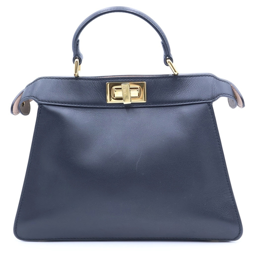 FENDI(フェンディ) ピーカブー アイシーユー スモール ハンドバッグ ブラック レザー 8BN327 ゴールド金具 レディース