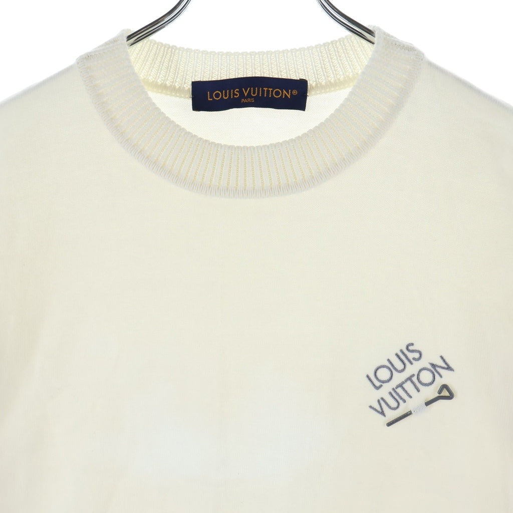 LOUIS VUITTON(ルイヴィトン) ロゴ刺繍シグネチャー ショートスリーブ 半袖ニット アイボリー RM242MQ OY8 HNN42W