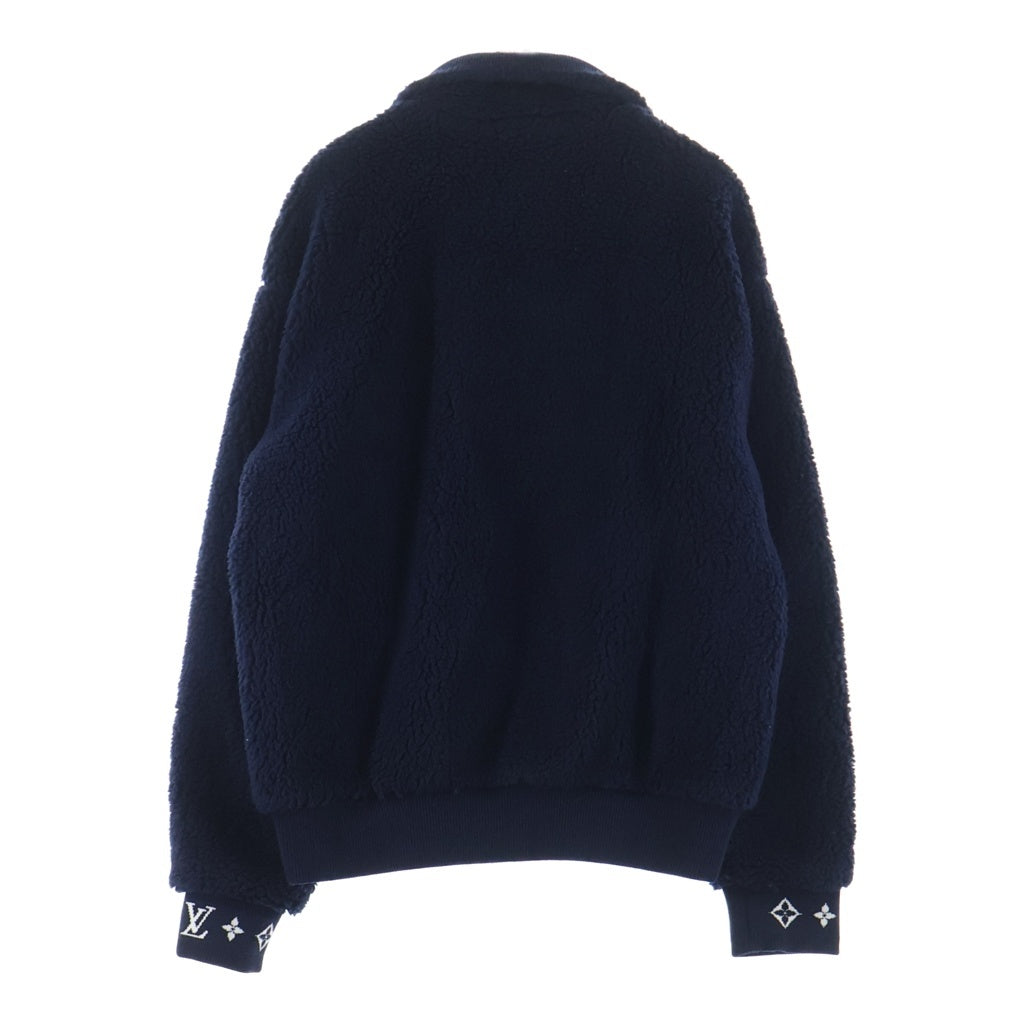LOUIS VUITTON(ルイヴィトン) 25AW LVゴールドプル フロントレザーパッチ ボアブルゾン ジップアップアウター フリース ネイビー RM252MQ TDK HSY42W