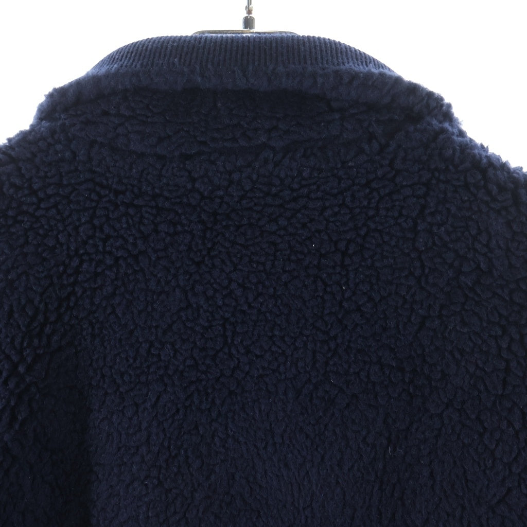 LOUIS VUITTON(ルイヴィトン) 25AW LVゴールドプル フロントレザーパッチ ボアブルゾン ジップアップアウター フリース ネイビー RM252MQ TDK HSY42W