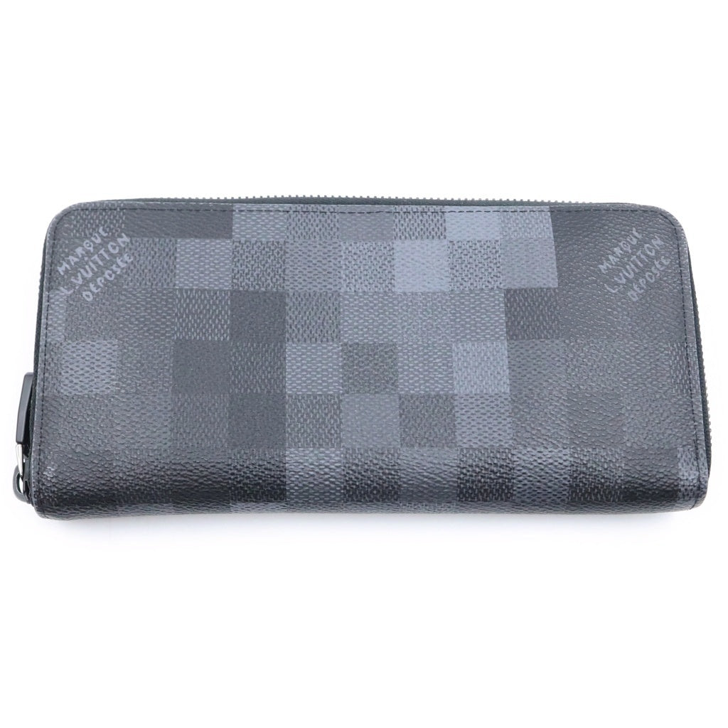 LOUIS VUITTON(ルイヴィトン) ダモフラージュ ジッピーウォレット ホリゾンタル ロングウォレット 長財布 カードケース ブラック レザー×PVC M28742 ブラック金具