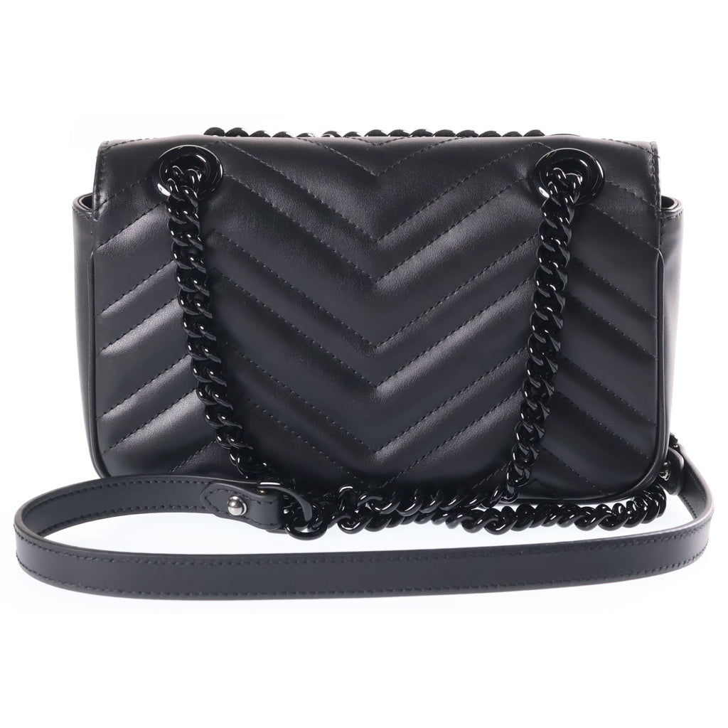 GUCCI(グッチ) GGマーモント チェーンショルダーバッグ ブラック レザー 446744 ブラック金具 レディース