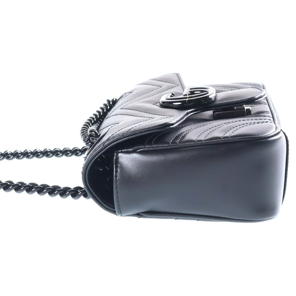 GUCCI(グッチ) GGマーモント チェーンショルダーバッグ ブラック レザー 446744 ブラック金具 レディース