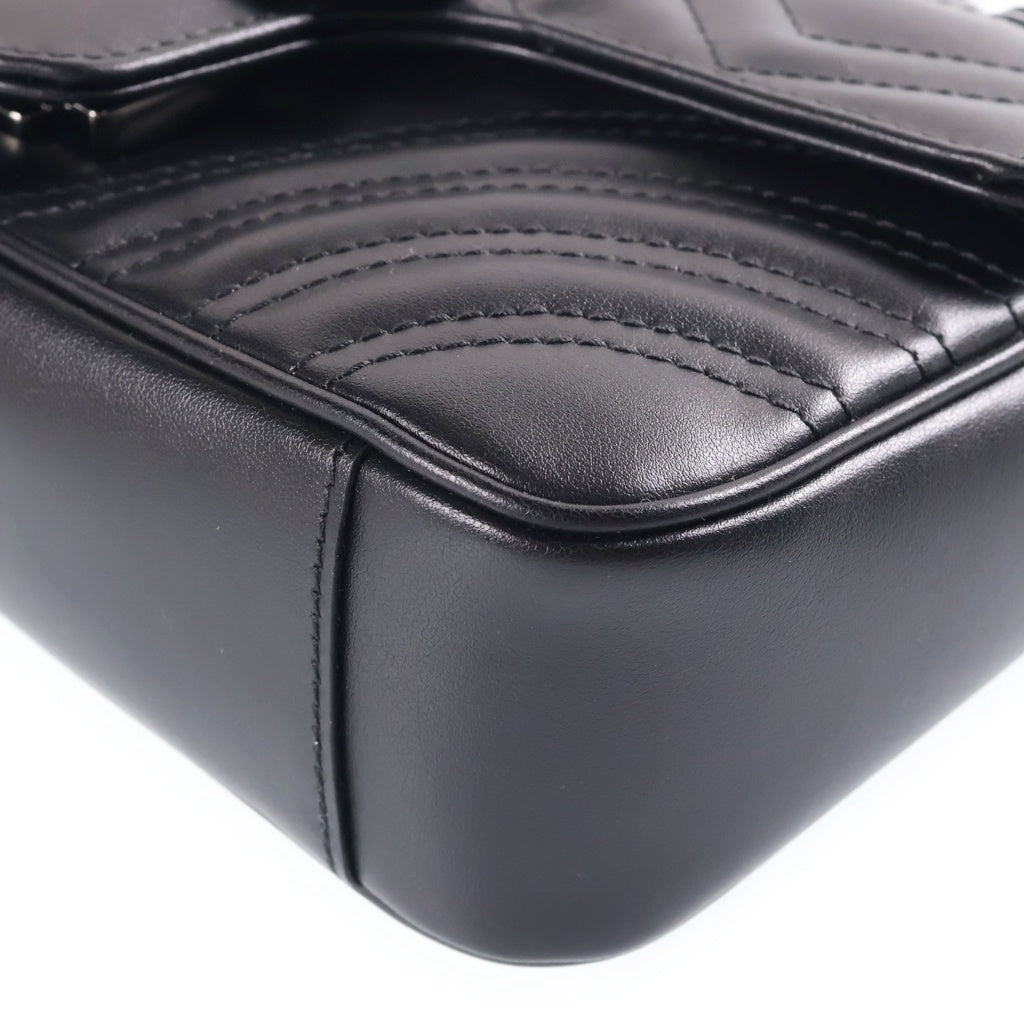 GUCCI(グッチ) GGマーモント チェーンショルダーバッグ ブラック レザー 446744 ブラック金具 レディース