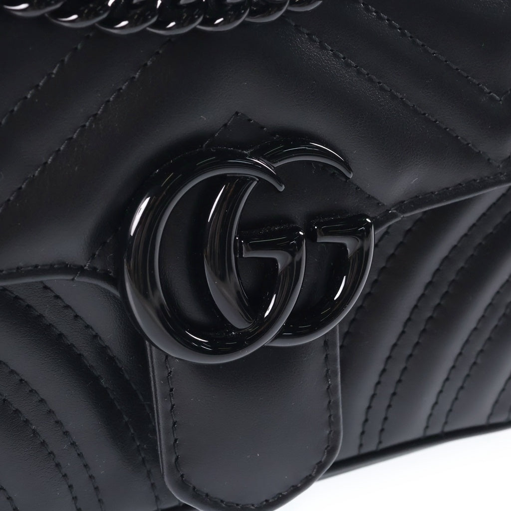 GUCCI(グッチ) GGマーモント チェーンショルダーバッグ ブラック レザー 446744 ブラック金具 レディース