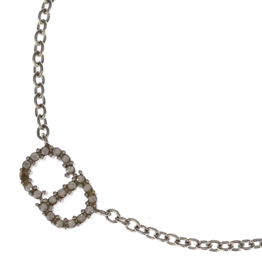 DIOR(ディオール) CDロゴ ラインストーン ネックレス ペンダント チェーン シルバー レディース