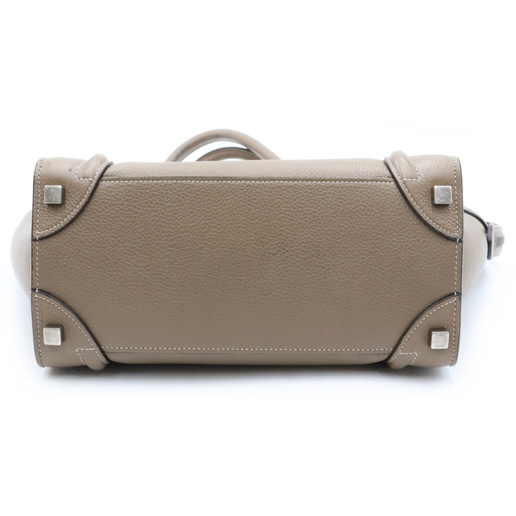 CELINE(セリーヌ) ラゲージ マイクロ スリ ハンドバッグ ドラムドカーフスキン レザー グレージュ 189793DRU.09SO レディース