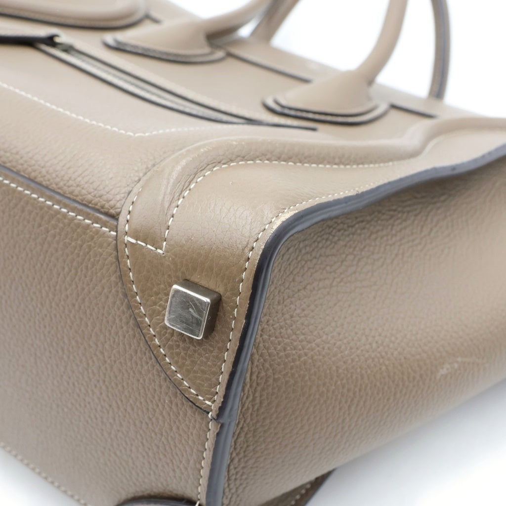 CELINE(セリーヌ) ラゲージ マイクロ スリ ハンドバッグ ドラムドカーフスキン レザー グレージュ 189793DRU.09SO レディース