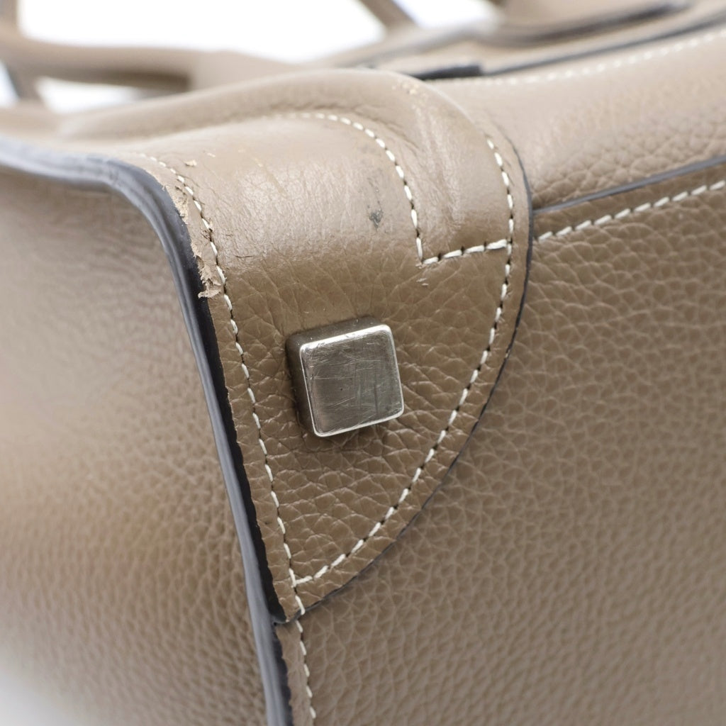 CELINE(セリーヌ) ラゲージ マイクロ スリ ハンドバッグ ドラムドカーフスキン レザー グレージュ 189793DRU.09SO レディース