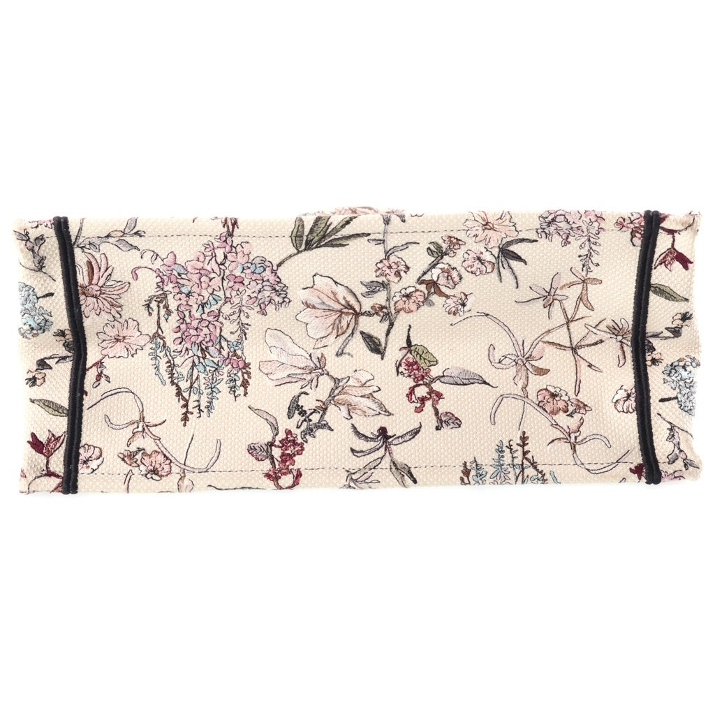 Christian Dior(クリスチャンディオール) Book Tote ブックトート ミディアム ハーバリウム 刺繍 キャンバス トートバッグ アイボリー/ネイビー レディース