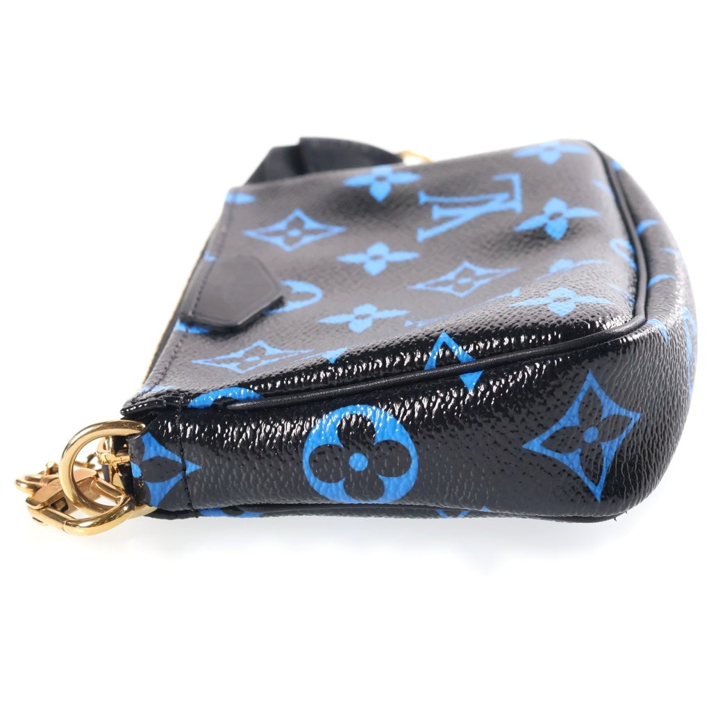 LOUIS VUITTON(ルイヴィトン) ミニポシェット アクセソワール モノグラム カラー PVC レザー チェーン ハンドバッグ アクセサリーポーチ ブラック/ブルー M67237 レディース