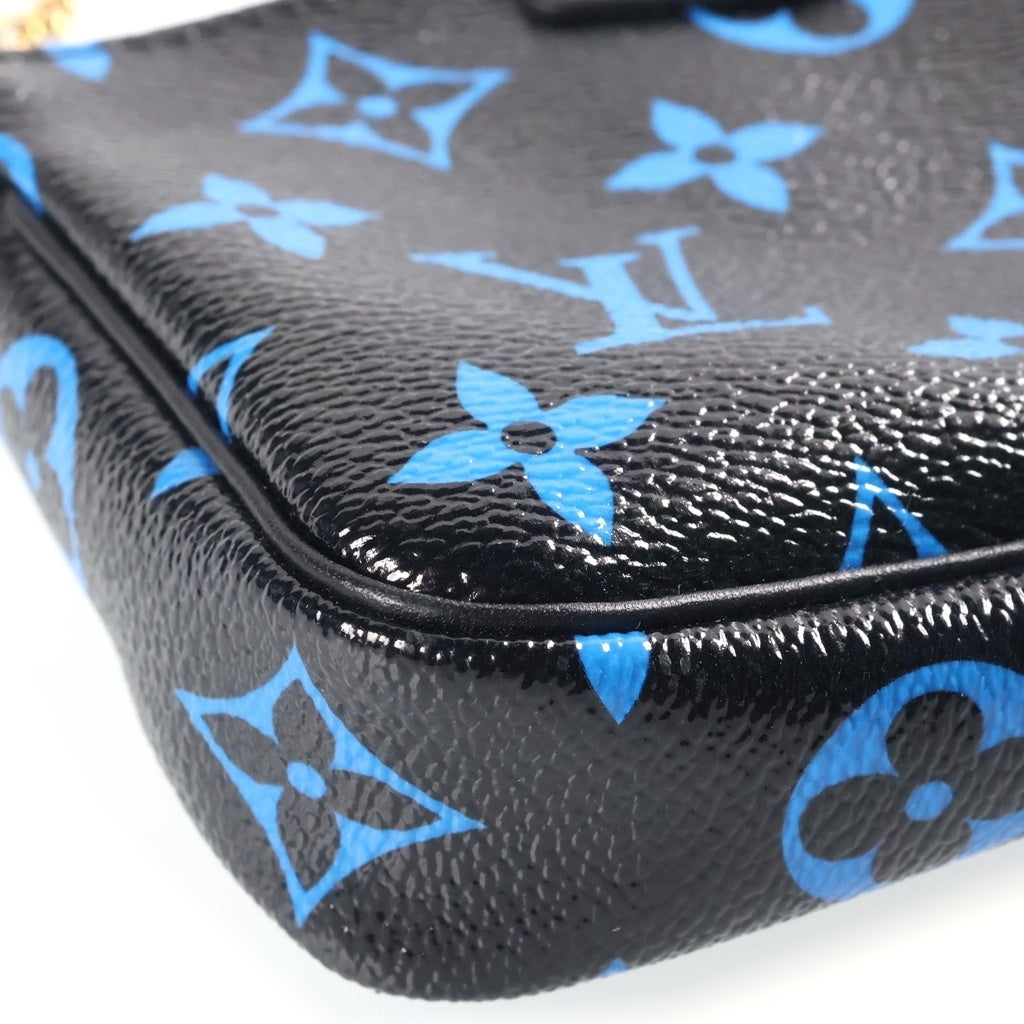 LOUIS VUITTON(ルイヴィトン) ミニポシェット アクセソワール モノグラム カラー PVC レザー チェーン ハンドバッグ アクセサリーポーチ ブラック/ブルー M67237 レディース