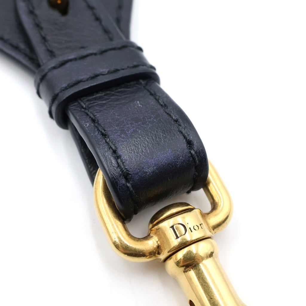 Christian Dior(クリスチャンディオール) エンブロイダリー ショルダーストラップ キャンバス×レザー ベージュ×ネイビー B0003CBTE M928 レディース