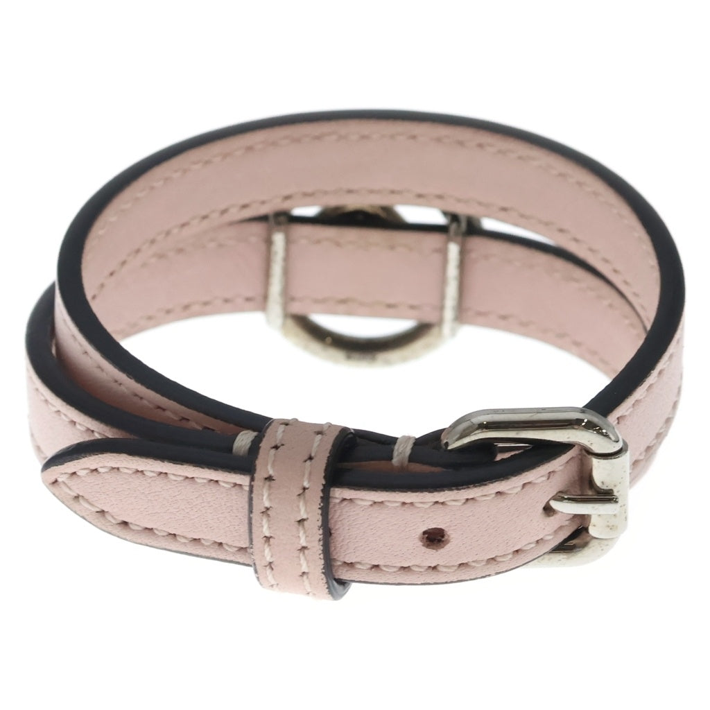 FENDI(フェンディ) エフイズフェンディブレスレット ピンク GP×レザー シルバー金具 レディース