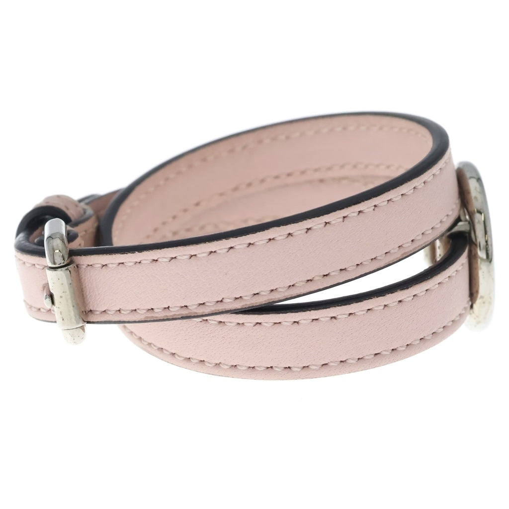 FENDI(フェンディ) エフイズフェンディブレスレット ピンク GP×レザー シルバー金具 レディース