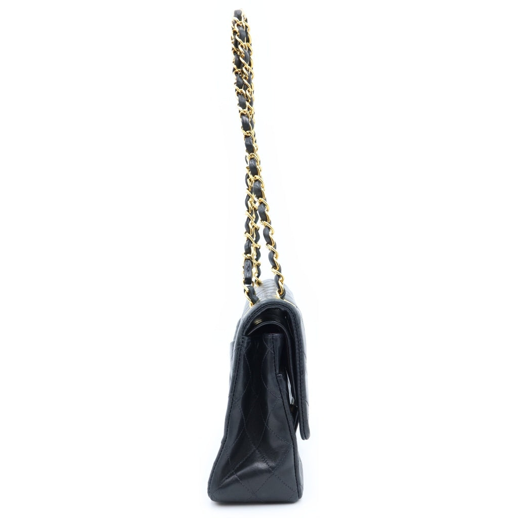 CHANEL(シャネル) マトラッセ25 WフラップWチェーンショルダーバッグ ハンドバッグ ブラック ラムスキン ゴールド金具 レディース