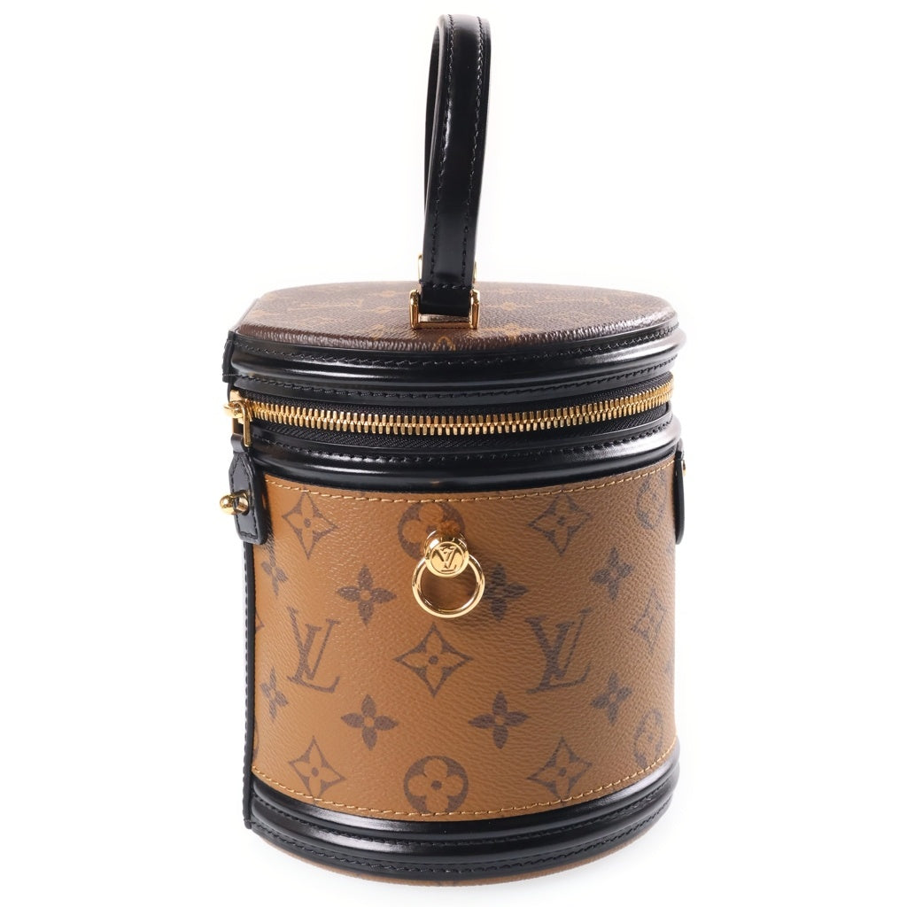 LOUIS VUITTON(ルイヴィトン) モノグラムリバース カンヌ 2WAYハンドバッグ ショルダーバッグ バニティ ブラウン×ブラック レザー×PVC M43986 ゴールド金具 レディース