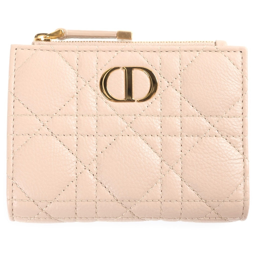Christian Dior(クリスチャンディオール) Caro Dahlia ウォレット コンパクト 2つ折り財布 カナージュ ベージュ レディース