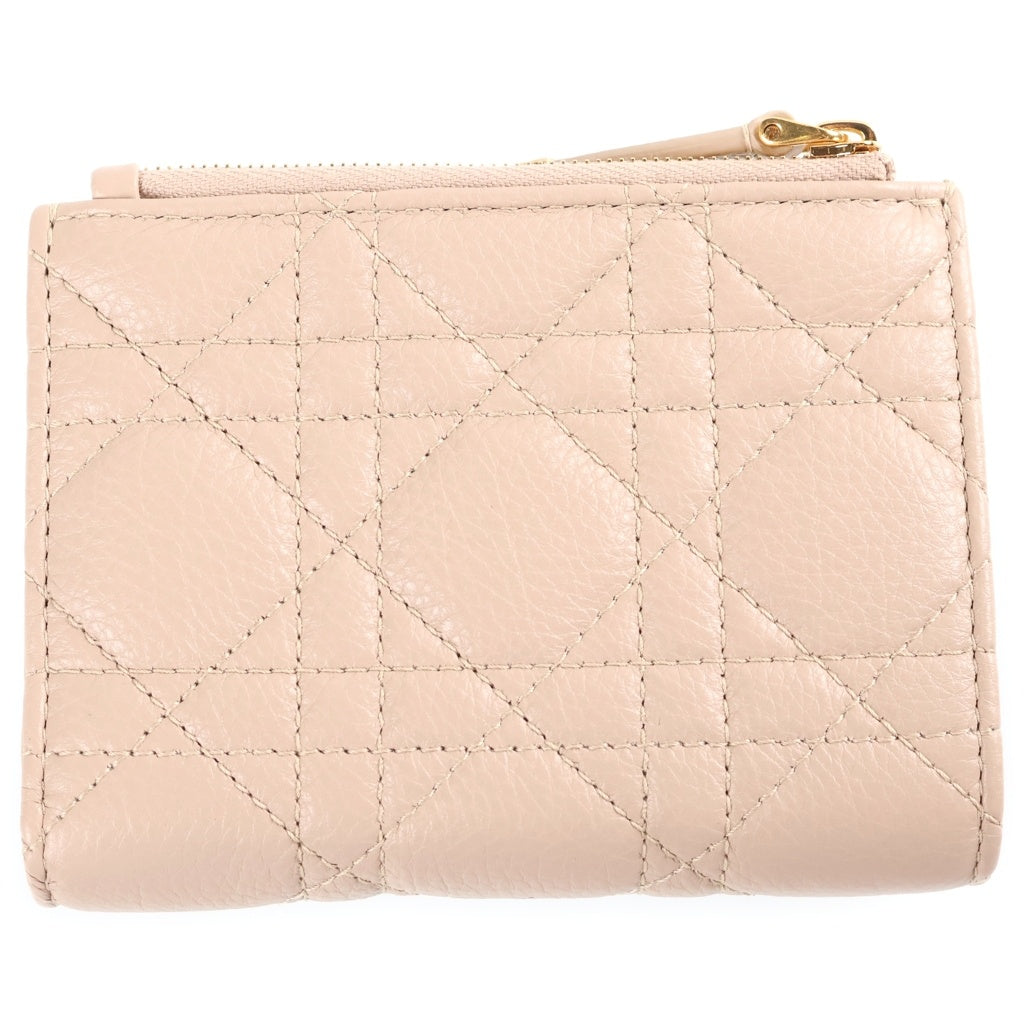 Christian Dior(クリスチャンディオール) Caro Dahlia ウォレット コンパクト 2つ折り財布 カナージュ ベージュ レディース