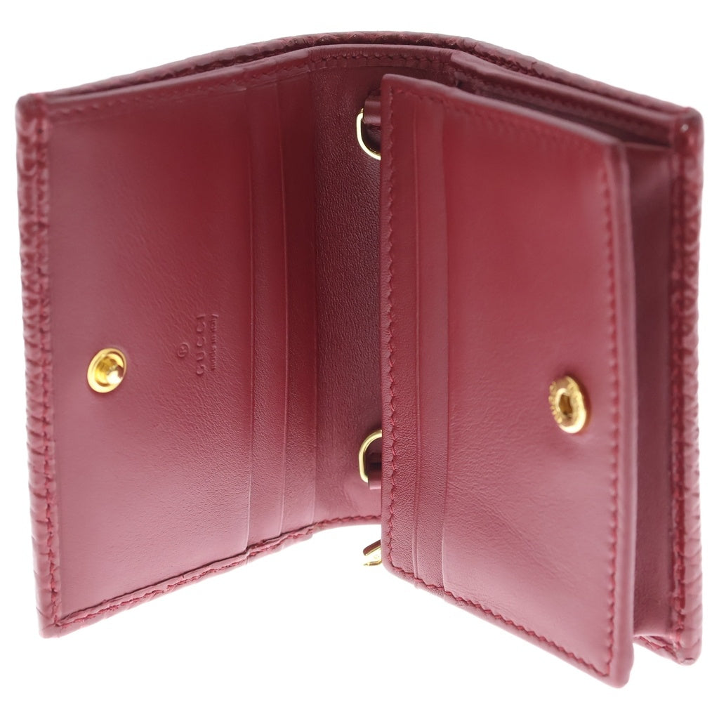 GUCCI(グッチ) ズゥミ チェーン コンパクト ウォレット 2つ折り財布 パイソン レッド 570660 レディース