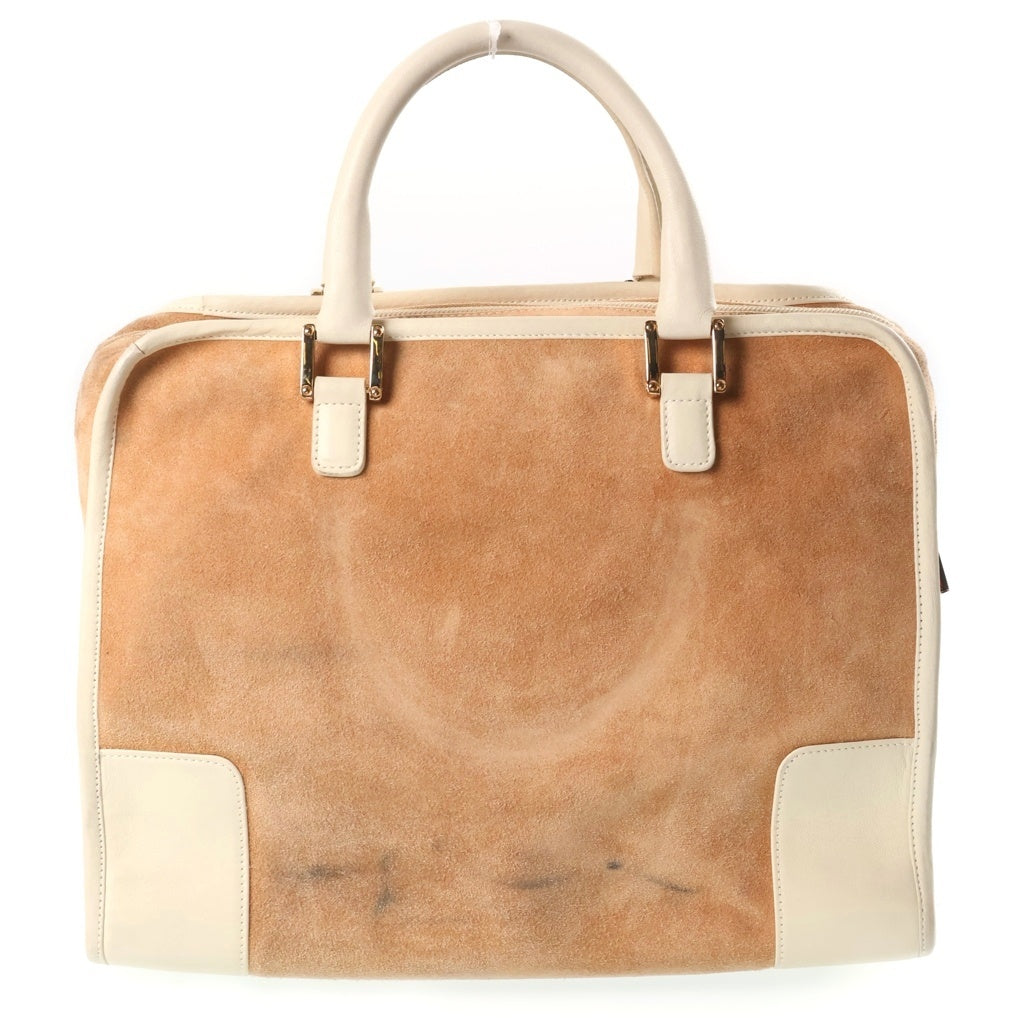 LOEWE(ロエベ) アマソナ28 アナグラムロゴ スエード コンビレザー ハンドバッグ ベージュ レディース