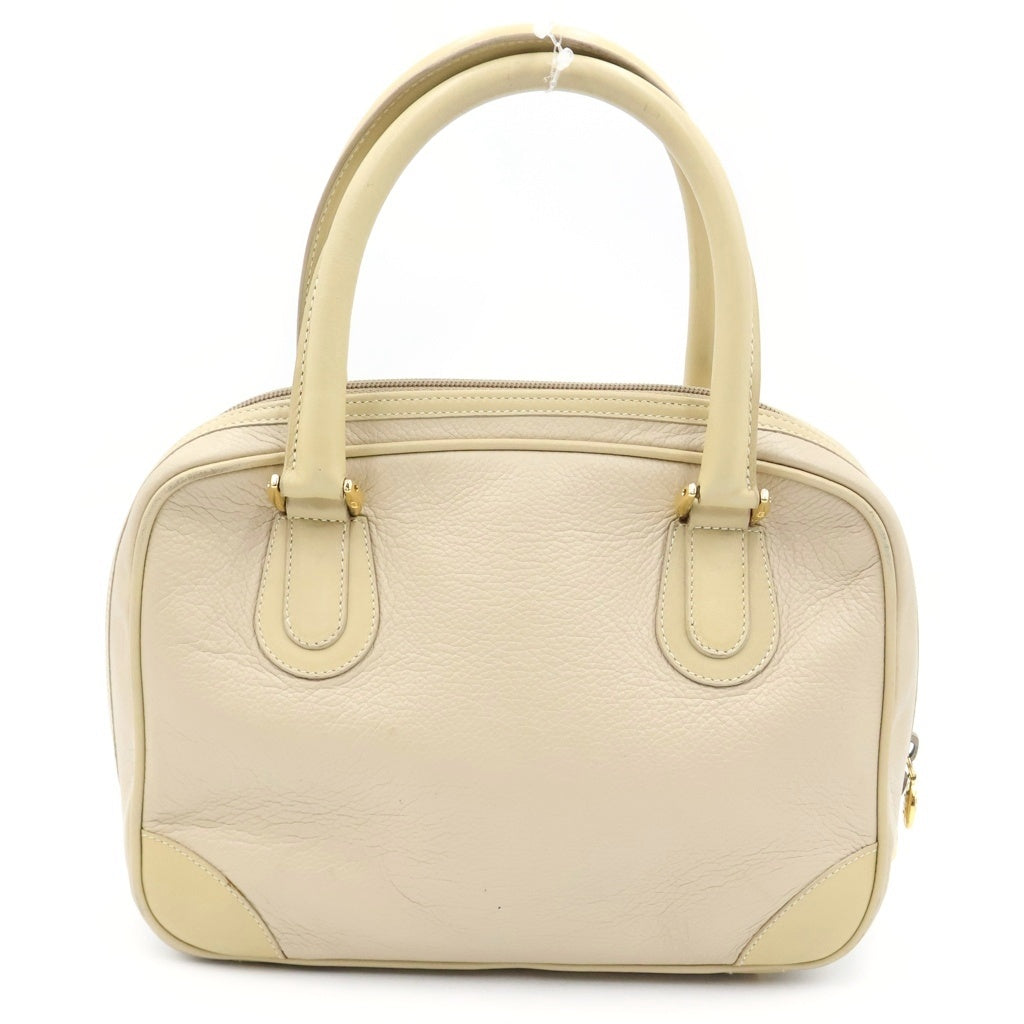 GUCCI(グッチ) オールドグッチ ロゴハンドバッグ ベージュ レザー 000390090 ゴールド金具 レディース