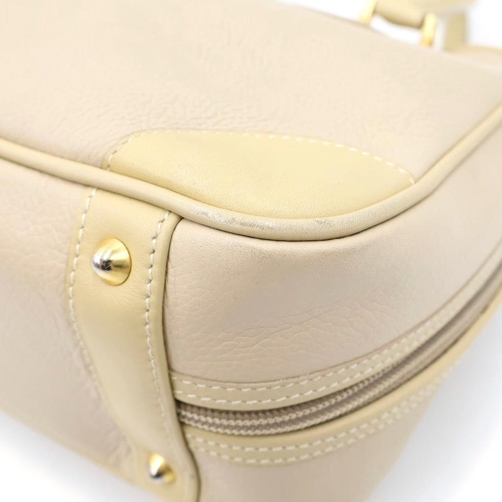 GUCCI(グッチ) オールドグッチ ロゴハンドバッグ ベージュ レザー 000390090 ゴールド金具 レディース