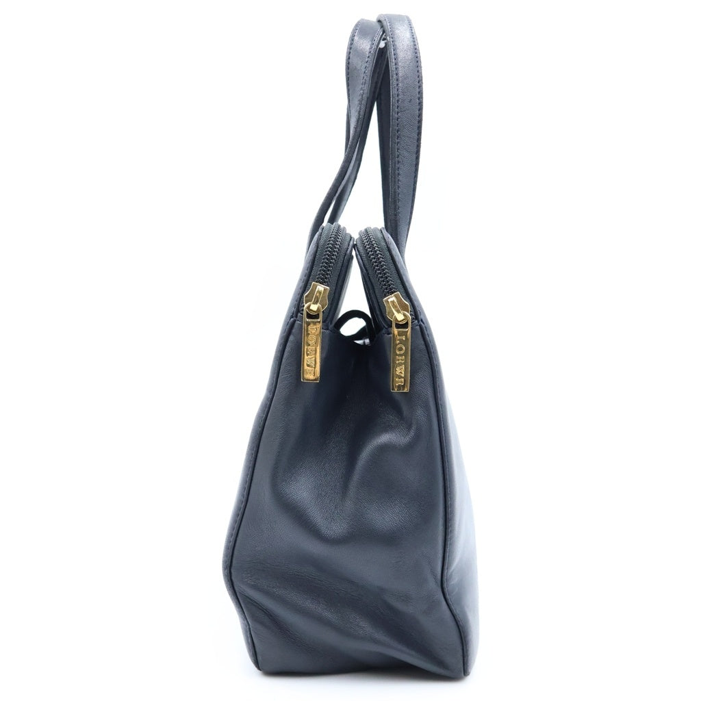 LOEWE(ロエベ) アナグラム ハンドバッグ ブラック レザー ゴールド金具 レディース